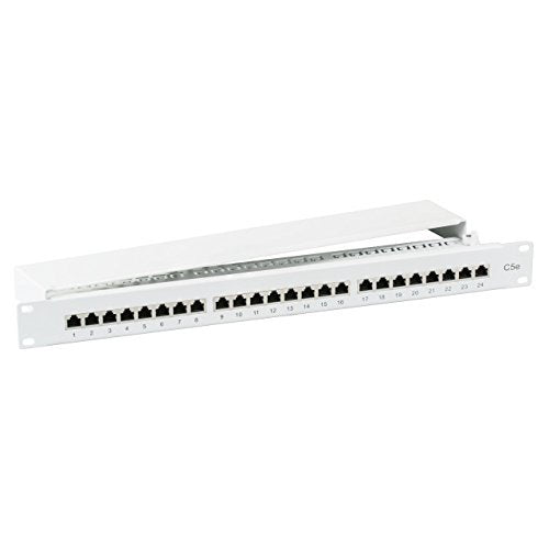 BIGtec 24 Port Gigabit Patchpanel Verteilerfeld Verteiler Patchfeld LSA Technik RJ45 8P8C RAL7035 gr