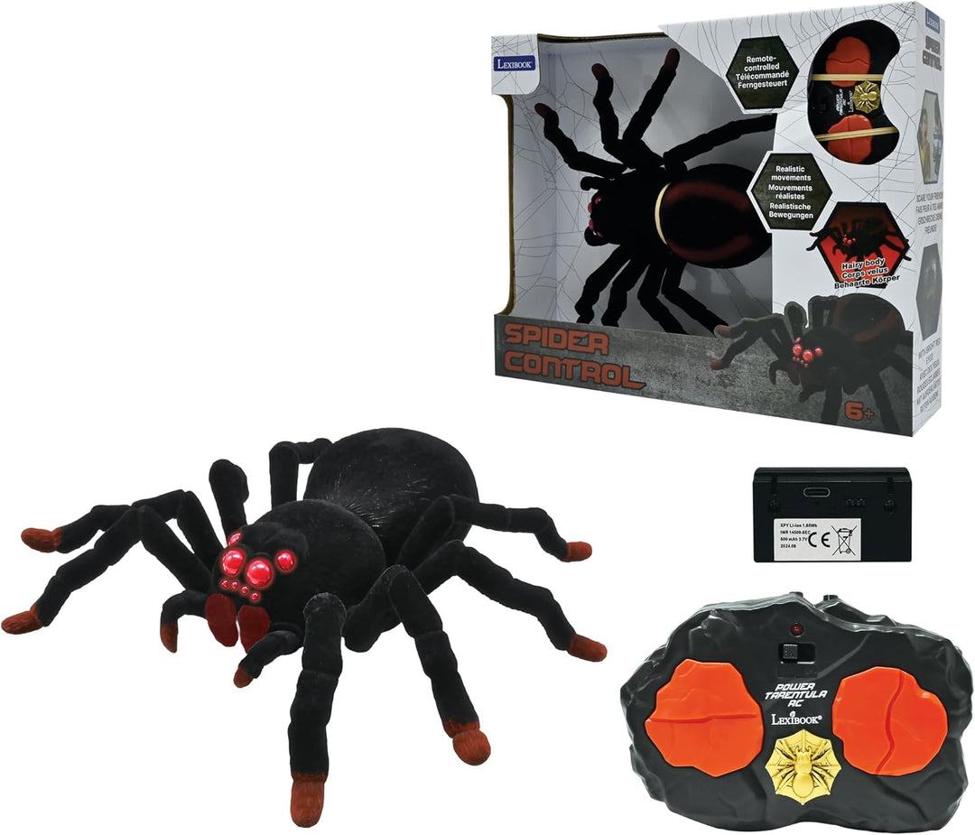 Lexibook, Ferngesteuerte realistische Tarantel/Spinne, 8 haarige Beine, 2 Mandibeln, Lichteffekte in