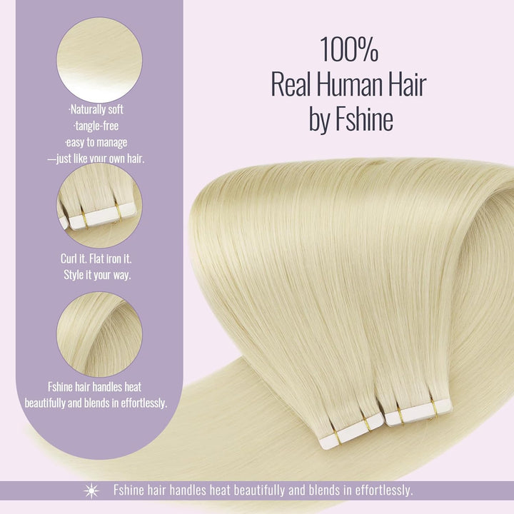 Fshine Tape Extensions Echthaar 30cm Haare Extensions Tape Platinblond Skin Weft Extensions Tape Ech