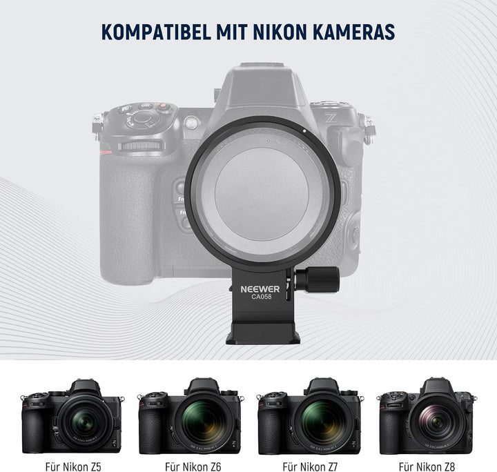 Neewer Drehbare Kragenhalterungsplatte für Nikon Z8 Z7 II Z6 II Z5 FTZ II Adapter, schnelle horizont