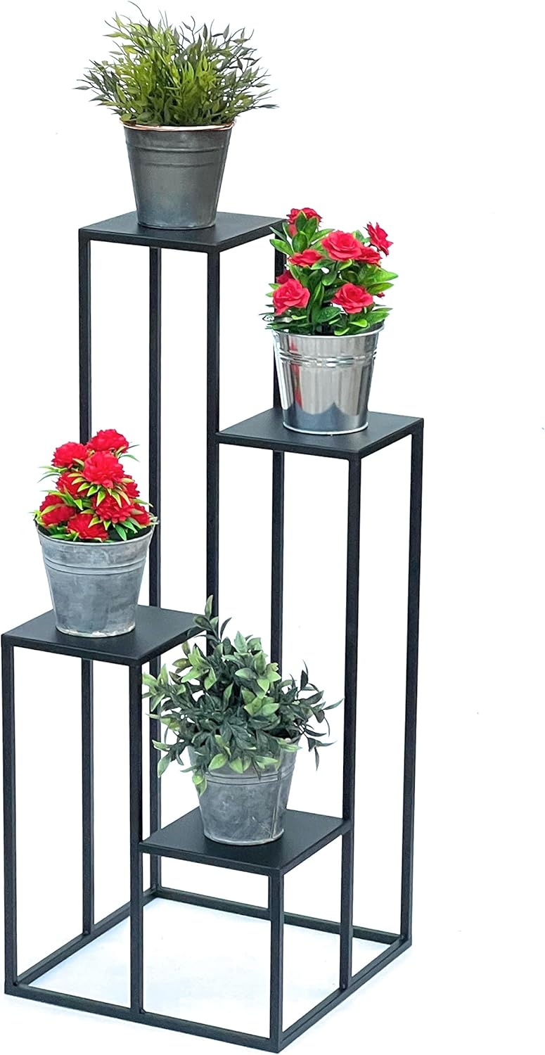 DanDiBo Blumentreppe Metall Schwarz 90 cm Pflanzentreppe Blumenständer 96354 Blumensäule Modern Pfla