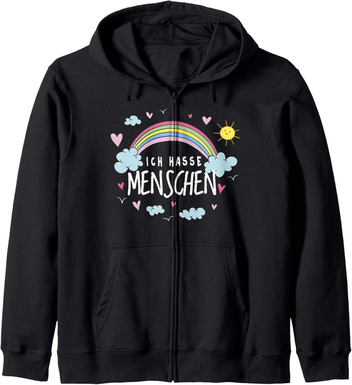 Ich Hasse Menschen Igitt Regenbogen Sonne Wolken Fun Rainbow Kapuzenjacke