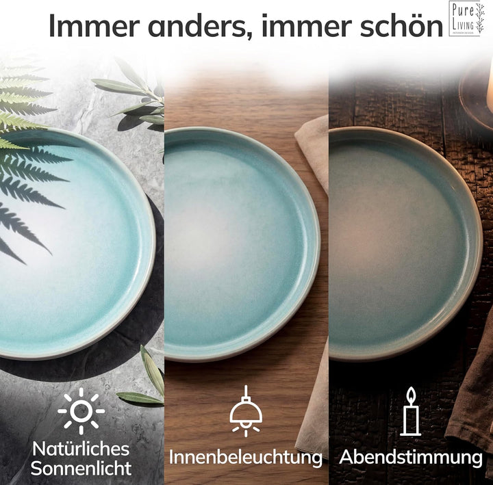 Steingut Kaffeetassen 6 Personen Ibiza TESTSIEGER, Traumhaftes Mediterranes Steingut Tassen Set, Sty
