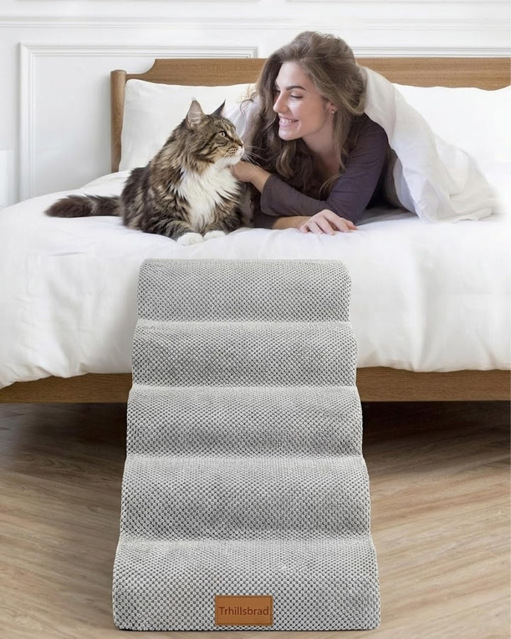 Breiter Hundetreppe 5 Stufen 62cm hoch für Kleine Hunde, Hochdichtem Schaumstoff Haustiertreppe, Was