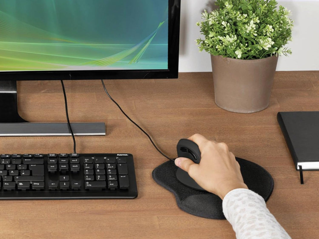 Hama Mauspad mit Handauflage, Ergonomisches Mousepad, Komfort Handgelenk-Auflage (Masse 200 x 230 x