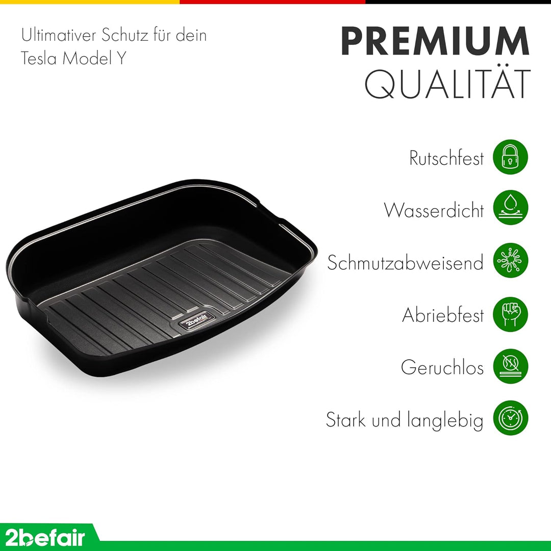 2befair Kabelfachwanne Tesla Model Y – Made in Germany, hochwandige Schalenwanne als Allwetter-Schut