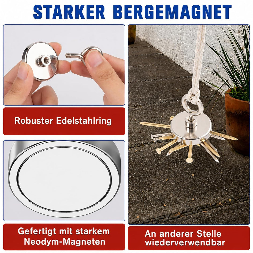 FINDMAG Superstarke Neodym-Angelmagnete, 700 Pfund (317 kg) Zugkraft, Seltenerdmagnet mit versenktem