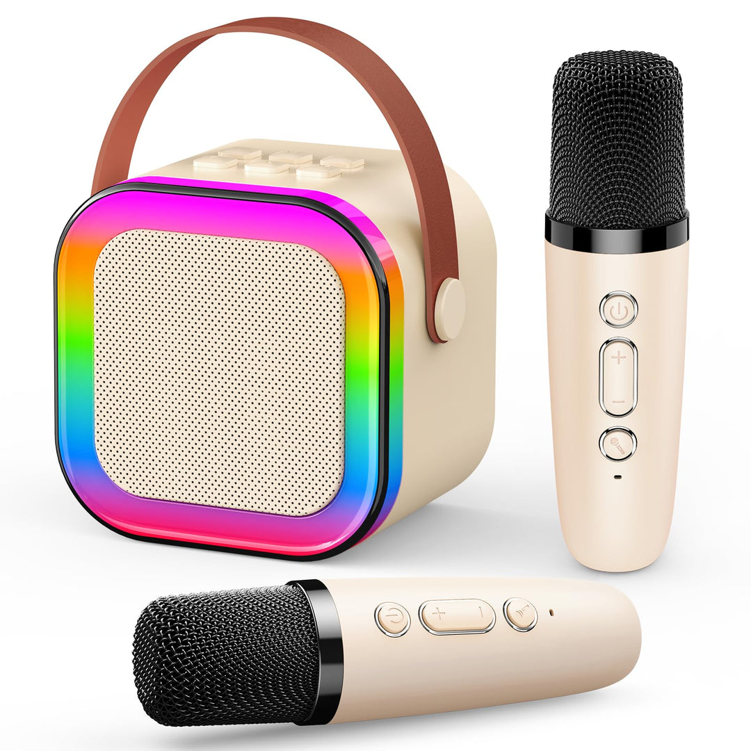 Kinder Geschenke Spielzeug für 3-12 Jahre, Tragbarer Karaoke Maschine mit 2 Bluetooth Karaoke Mikrof