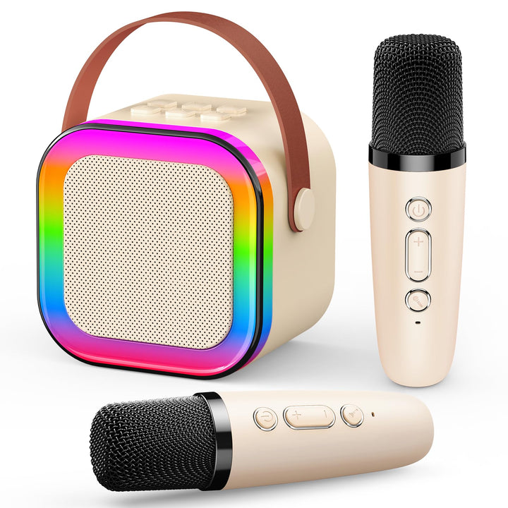Kinder Geschenke Spielzeug für 3-12 Jahre, Tragbarer Karaoke Maschine mit 2 Bluetooth Karaoke Mikrof