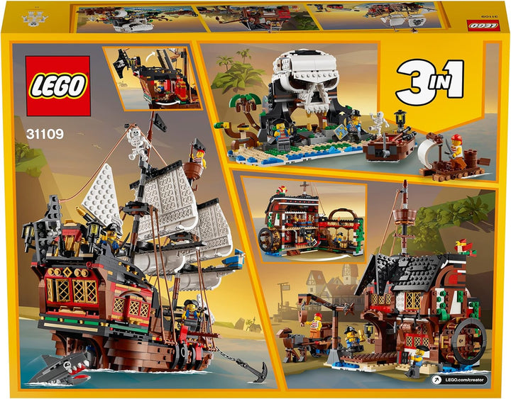LEGO 31109 Creator 3-in-1 Piratenschiff, Taverne oder Totenkopfinsel Spielzeug Set, Piratentaverne,
