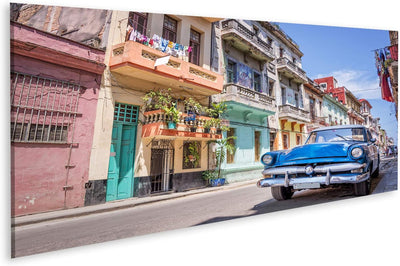 Bild Bilder auf Leinwand Klassisches amerikanisches Oldtimer-Auto in Havanna, Kuba. Wandbild, Poster