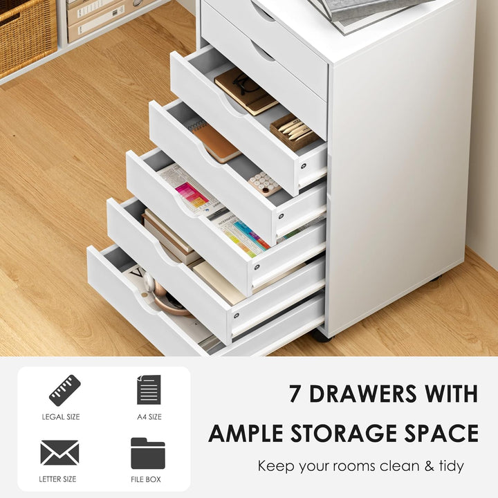 sogesfurniture Aktenschrank, Rollcontainer mit 7 Schubladen, Büroschrank, Schubladenschrank, Kommode