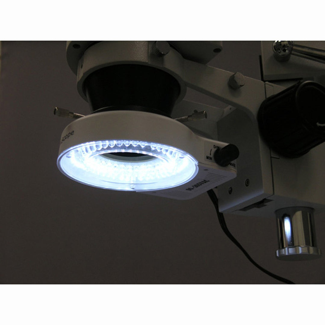 AmScope SM-3T-80S Trinokulares Zoom-Stereomikroskop am Auslegerständer mit 80 LED-Licht, 7X-45X, Wei