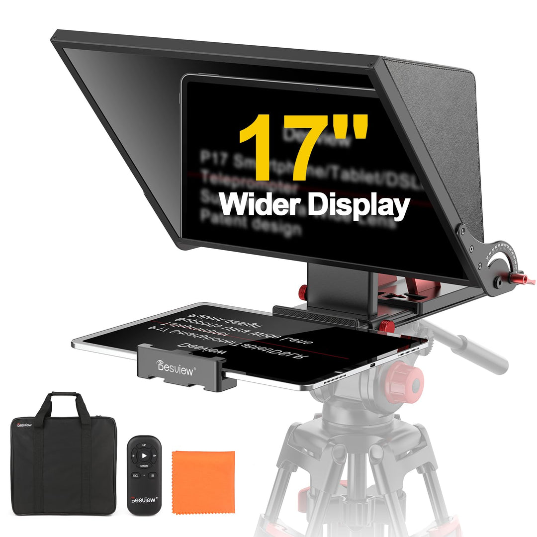 Desview P17 Teleprompter Aluminiumlegierung 17 Zoll, Prompter für iPad/Tablet mit Fernbedienung und