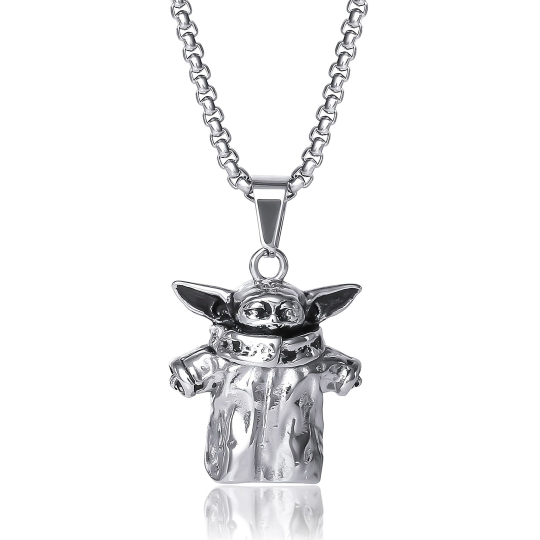 Disney Star Wars Mandalorian The Child Men’s Stainless Steel 3D Pendant Necklace, 22” Box Chain