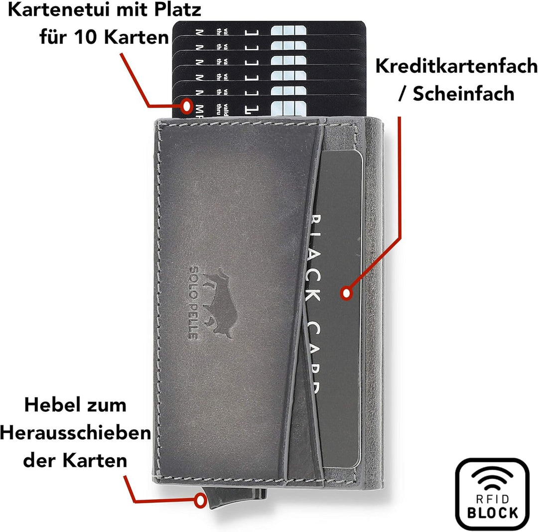 Solo Pelle Kartenetui mit RFID Schutz bis 11 Karten Portmonee Geldbeutel Kreditkartenetui für den Al