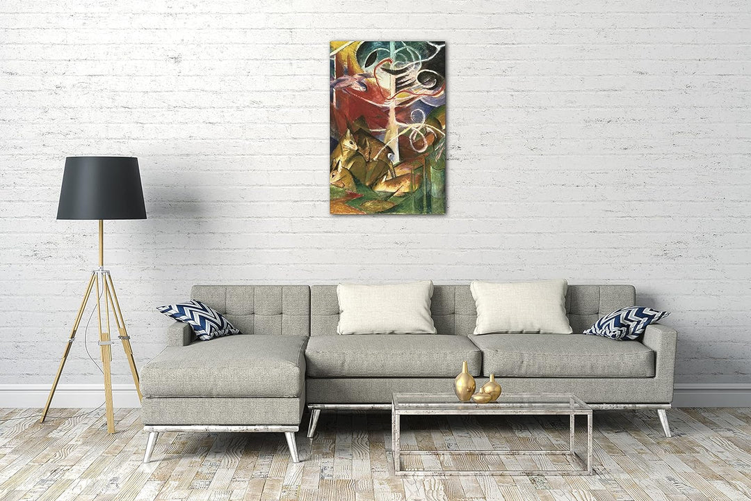 Printed Paintings Leinwand (70x100cm): Franz Marc - Rehe im Wald I (1913) 70x100 cm, 70x100 cm
