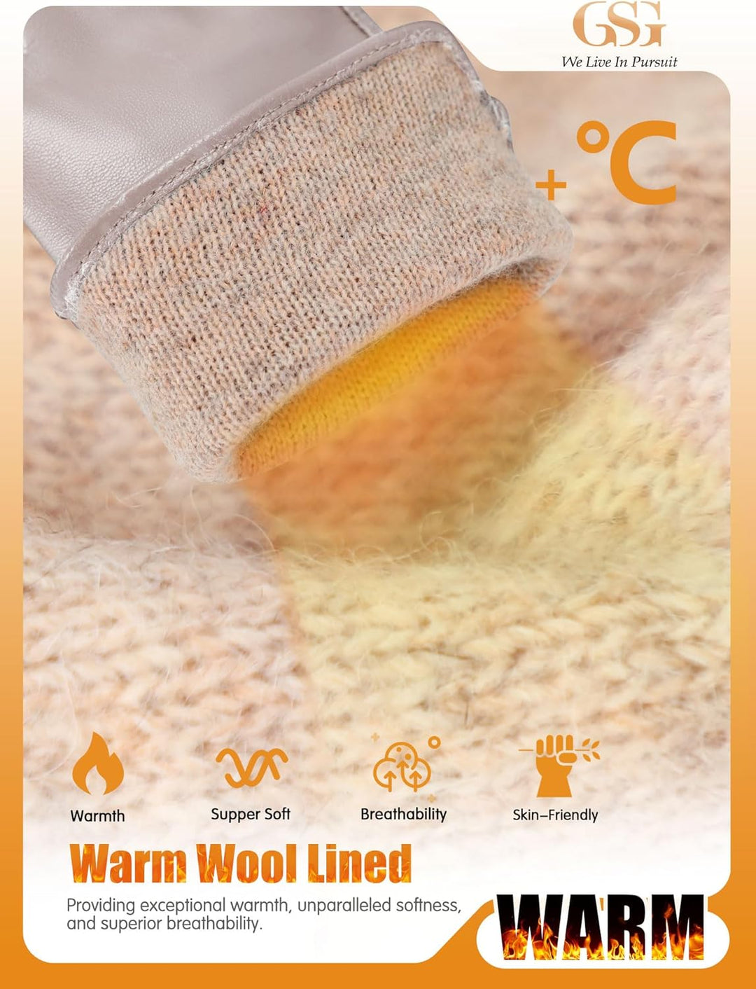 GSG SINCE 1998 Lederhandschuhe für Damen aus Chromfreiem Schaffell – Wollgefüttert/Fleecegefüttert,