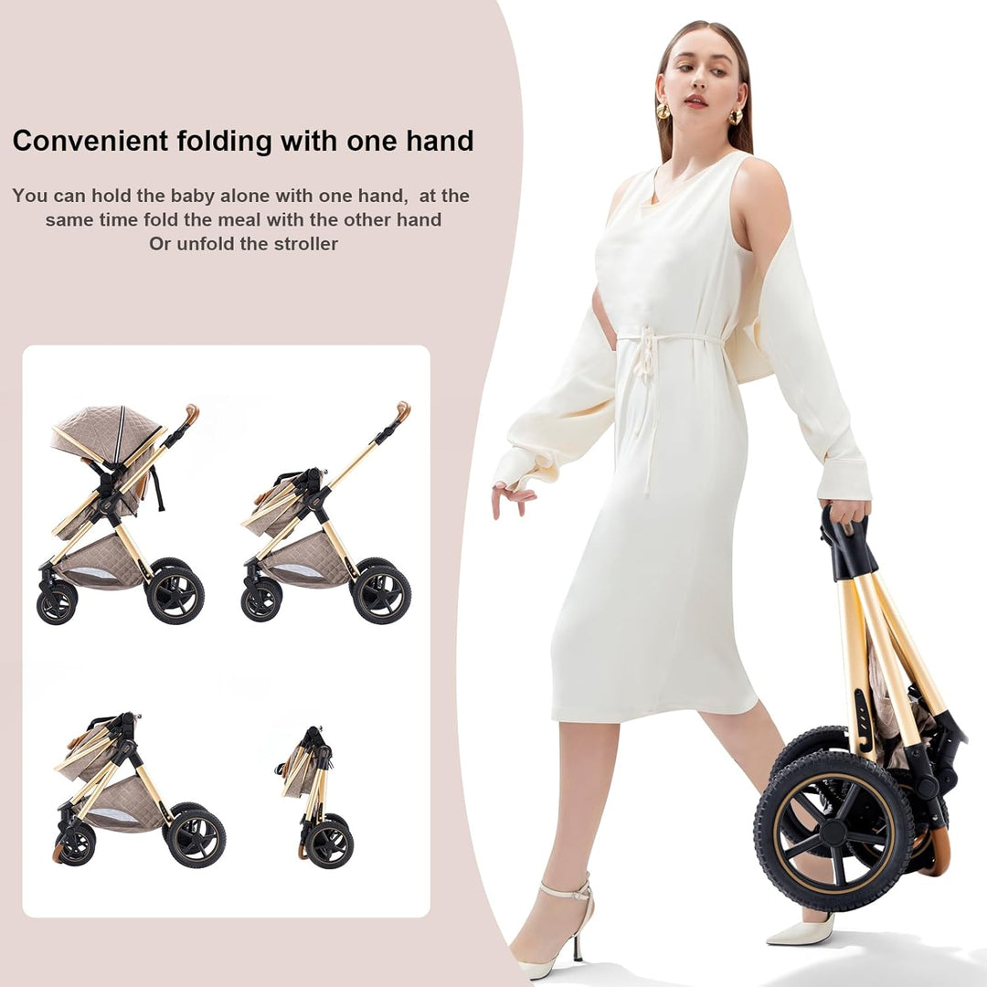 BEBBY 3-in-1 Kinderwagen KombiKinderwagen-Set 2-in-1 Buggy faltbar Luxus Hochlandschaft Neugeborenes