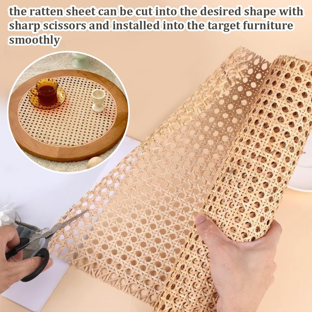 Kleemeiero Rattan Gurtband, 35 x 150cm Rattan Geflecht Natürliches Rattan-Gurt Cane Webbing Rattan R