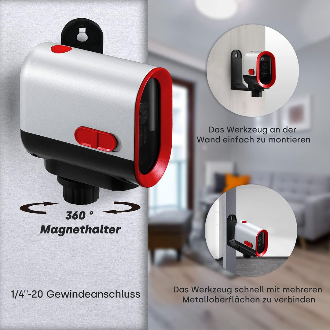 ENVENTOR Kreuzlinienlaser Roter, Selbstnivellierend Linienlaser 35M ± 0,3 mm/m, Dual-Lasermodul, IP5