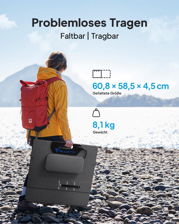 BLUETTI 200W Solarpanel, Tragbares Solarmodul für Powerstation EB3A AC2A AC50B AC70 AC180 AC200L AC3