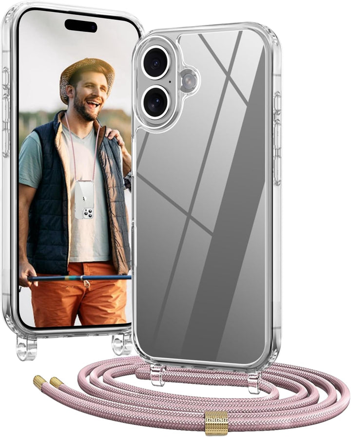 OLEPHY Handykette für iPhone 16 Plus Hülle mit Band, Necklace Handyhülle, Transparente Schutzhülle z
