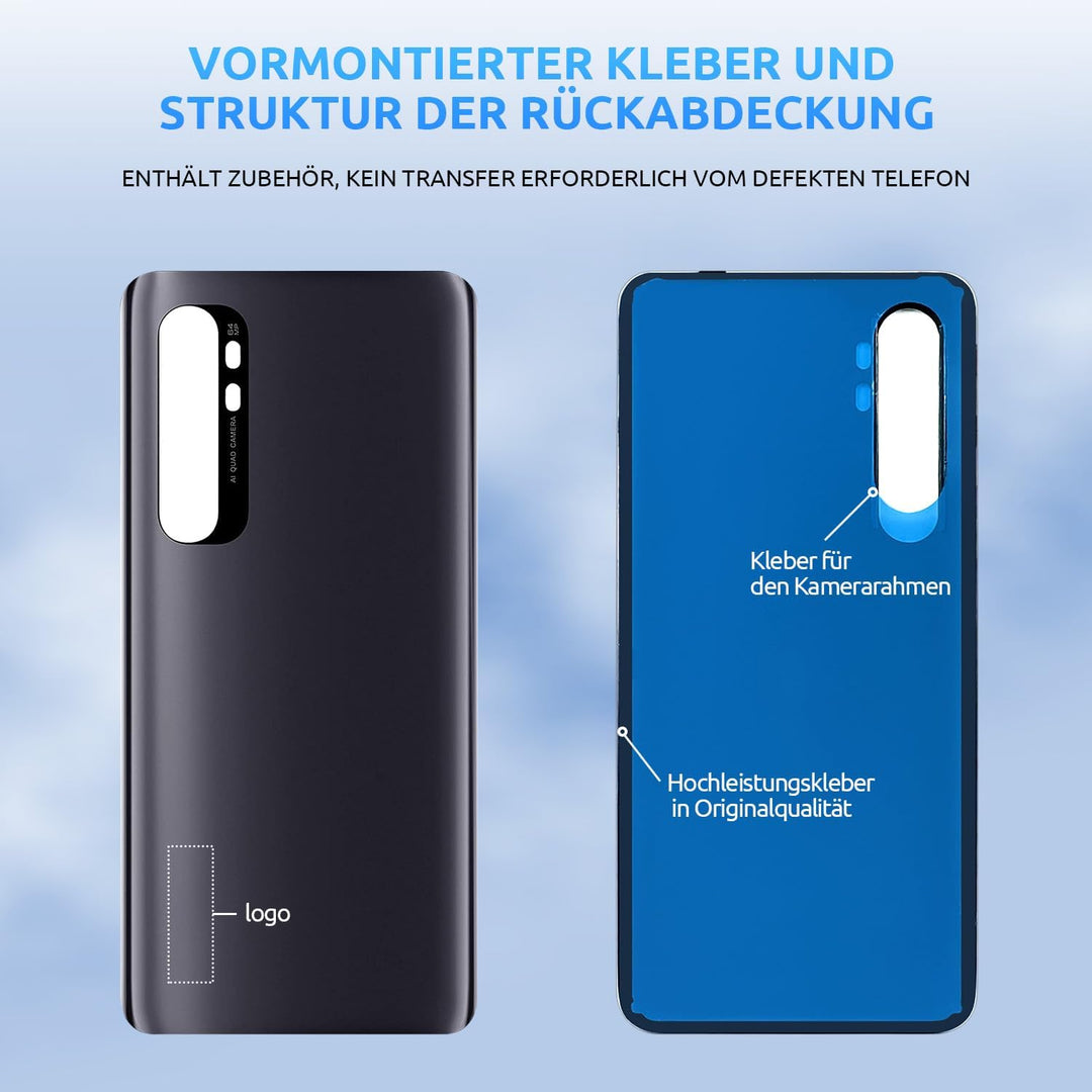 Eonpam Akkudeckel für Xiaomi Mi Note 10 Lite Rückseite Glas Original Backcover Back Glas Ersatz mit