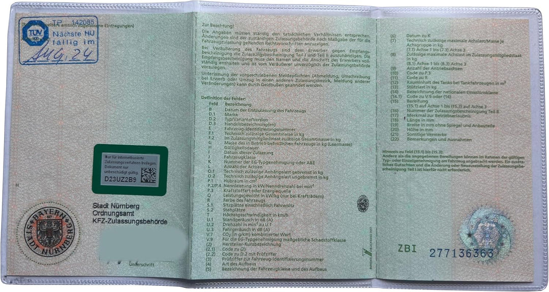 2 Stück Premium Fahrzeugscheinhülle für KFZ-Zulassungspapiere Etui Hülle Transparente Fahrzeugpapier