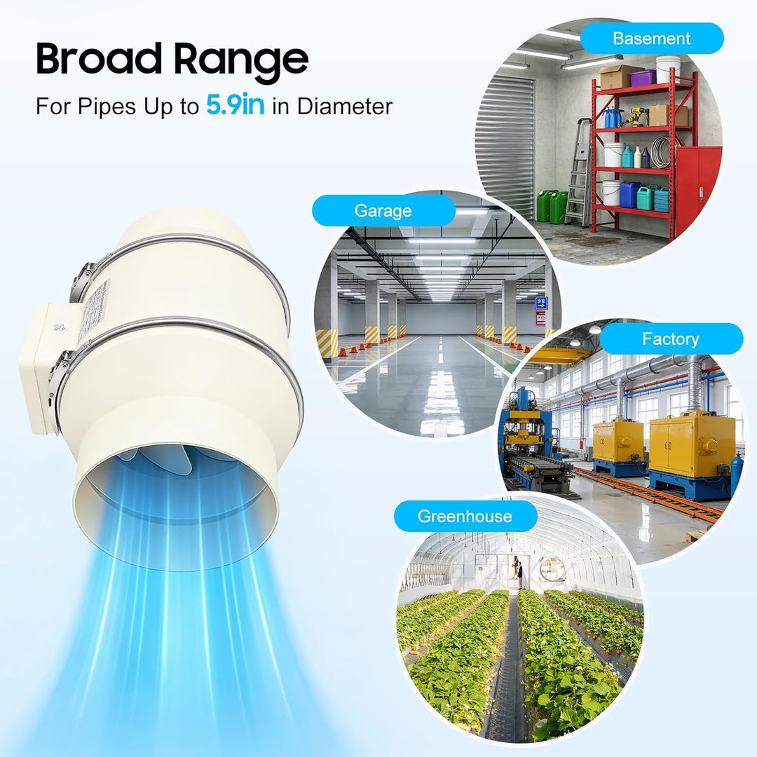 Inline-Kanalventilator 70W 540m³/h Abluftventilator leise für Bad Küche Keller