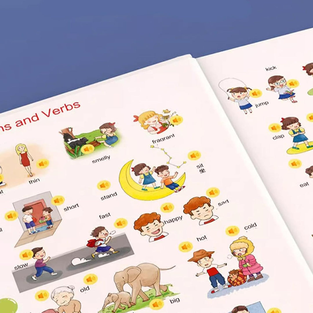 Interactive Talking Book, English Words Learning, 7.87x10.63x1.97 Speech Activity Story with Fun Sou