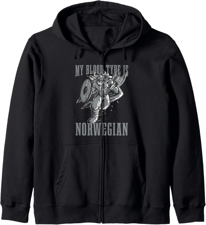 Norwegen Viking My Blood Type Is Norwegian Roots Pride Kapuzenjacke