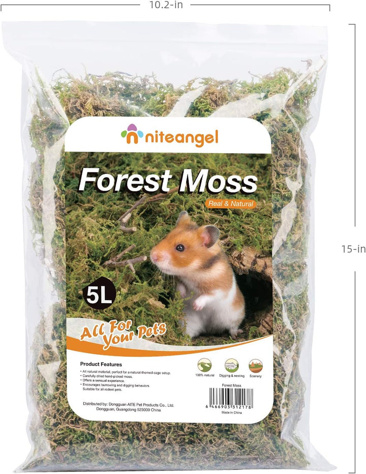 Niteangel 5L Waldboden Moos Weiches natürliches Moos zum Nestbau für Zwerg- und Syrische Hamster, Wü