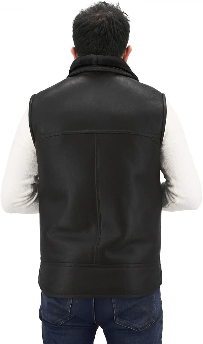 Hollert Herren Lammfellweste Luca Fellweste Echtleder Merino Schaffell Jagdweste warme Outdoorweste