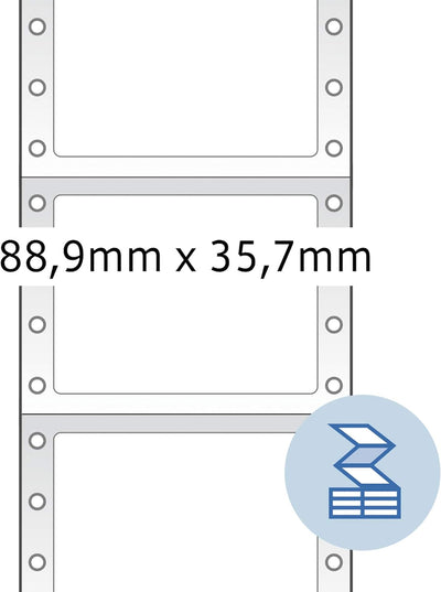 HERMA 8183 Computeretiketten endlos, 88,9 x 35,7 mm, 1-bahnig, 2000 Aufkleber, selbstklebend, Endlos