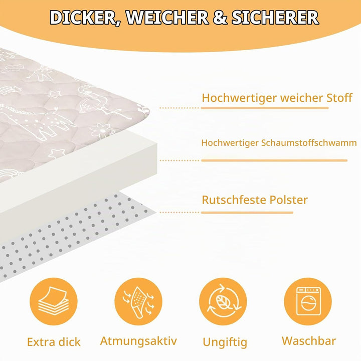 decalsweet Spielmatte Baby 127×127cm mit Rutschfest, Extra Dicke 2cm Weiche Abtrennbar Krabbelmatte