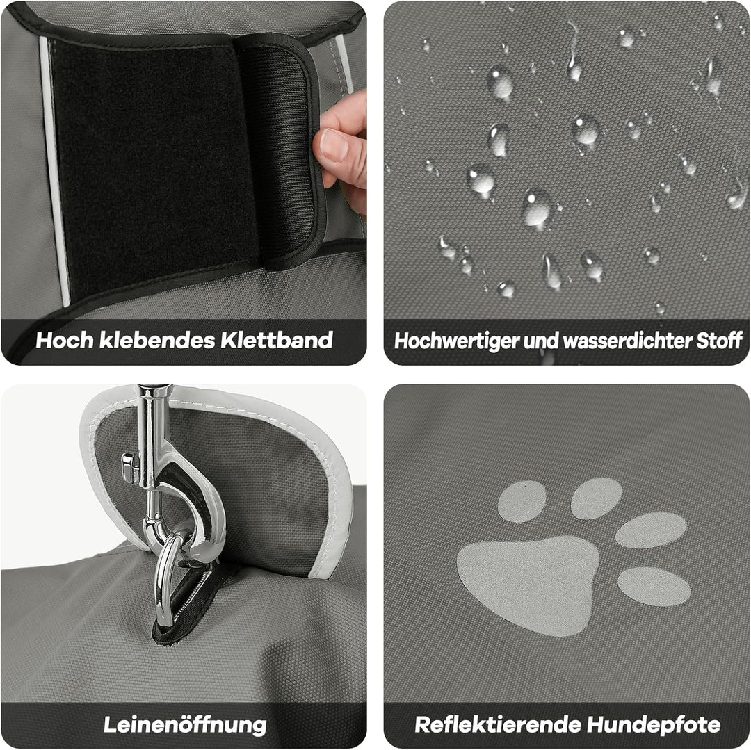 Hunde Regenjacke Reflektierender, Regenmantel Hund Wasserdicht, Hunderegenmantel mit Kapuze, Verstel