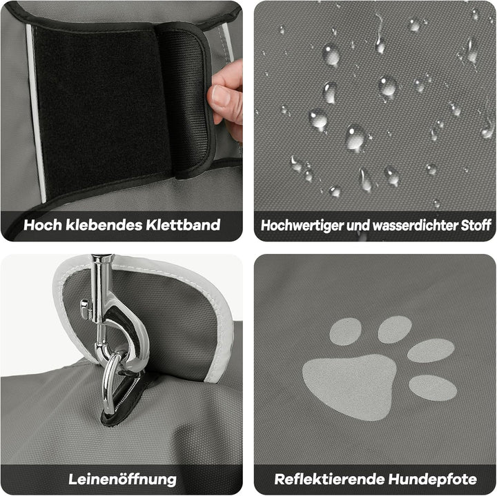 Regenjacke DQGHQME Haustier Regenmantel mit Kapuze, Einstellbare Hunderegenmantel, Hundemantel Wasse