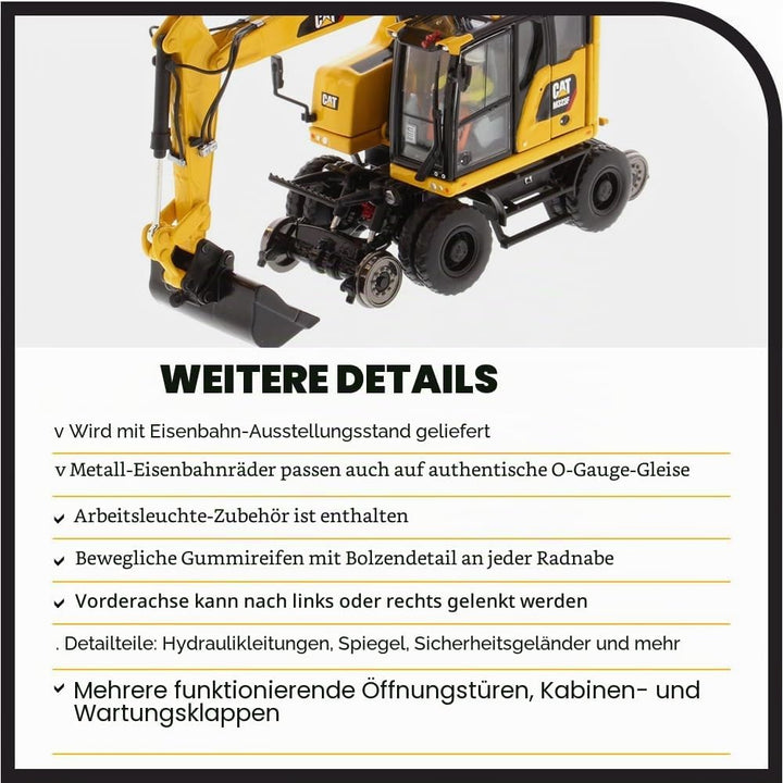 Diecast Masters 85661 - Caterpillar Zweiwegenbagger für Eisenbahn Cat M323F Rail, Massstab 1:50, ca.