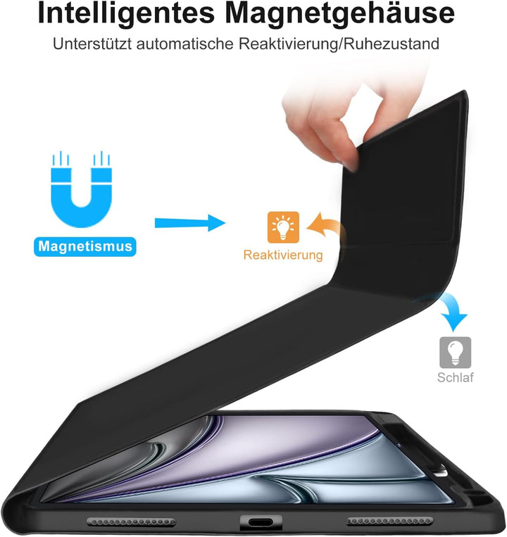 SENGBIRCH Hülle mit Tastatur für iPad Air 6. 11 Zoll (M2) 2024 - Magnetisch abnehmbar mit Deutsches