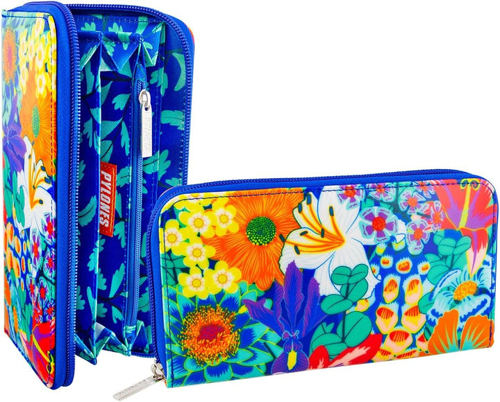 pylones - Geldbörse – Reise Bouquet – beschichteter Stoff – 19 x 11 cm, blau, one size, Modern