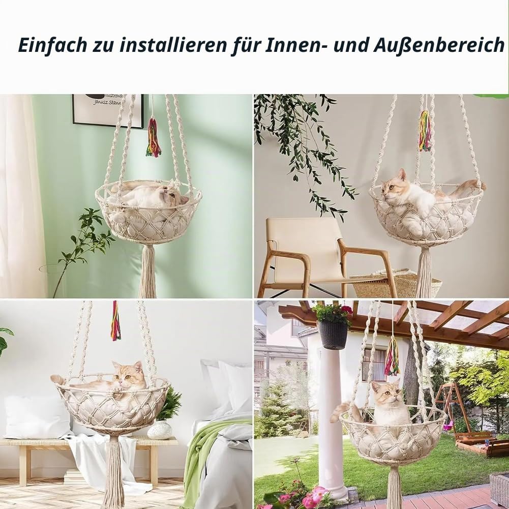 Nicoone Katze Hängematte,Baumwolle Katzenschaukelbett,Hängen Fenster Hängematte Bett Stricken Hängen