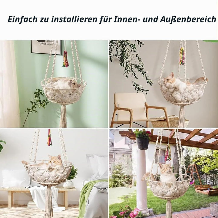 Nicoone Katze Hängematte,Baumwolle Katzenschaukelbett,Hängen Fenster Hängematte Bett Stricken Hängen