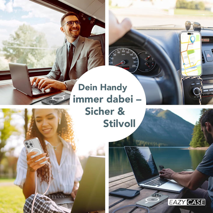 EAZY CASE - Handykette kompatibel mit iPhone 16 Plus Kette zum Umhängen Stossfest Handyhülle für App