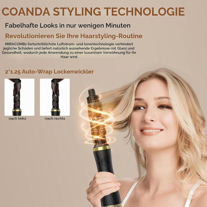 Haartrockner &amp; Haarstyler 6 in 1, Airstyler Set mit Luft Lockenstab Automatisch, Rundbürstenföhn, Th