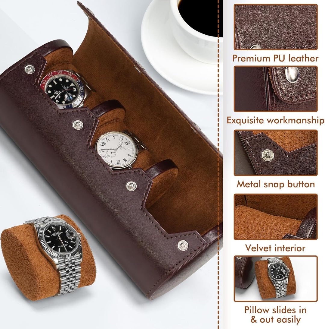 Uhrenbox Organizer Uhrenrolle 3 Uhren Uhrenetui für Herren Uhrendisplay Afbewahrungsbox Tragbare Uhr