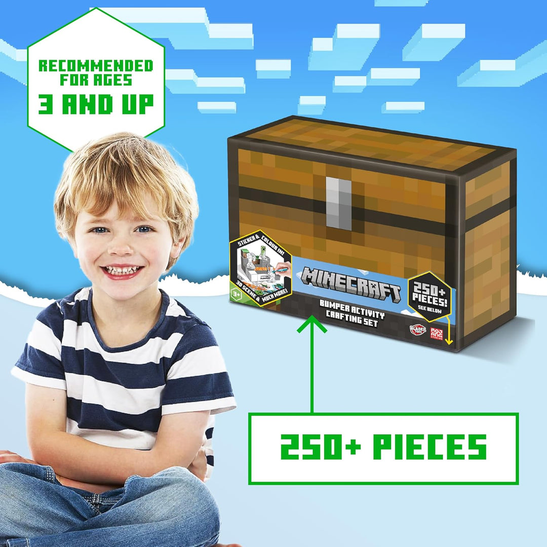Minecraft BLADEZ Bumper Activity Set, Kunst und Handwerk, lizenziertes Schreibwaren-Set mit Stiften