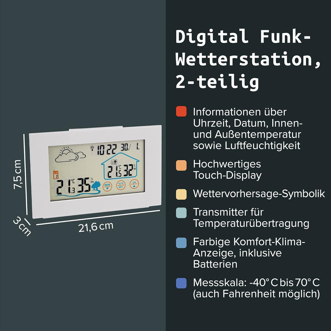 Fackelmann 16403 Digitale und digitale Innen-/Aussenwetterstation, Temperaturmonitor, Radiowecker, U