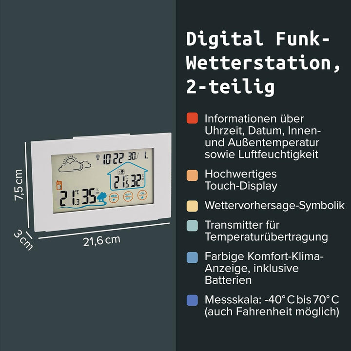 Fackelmann 16403 Digitale und digitale Innen-/Aussenwetterstation, Temperaturmonitor, Radiowecker, U