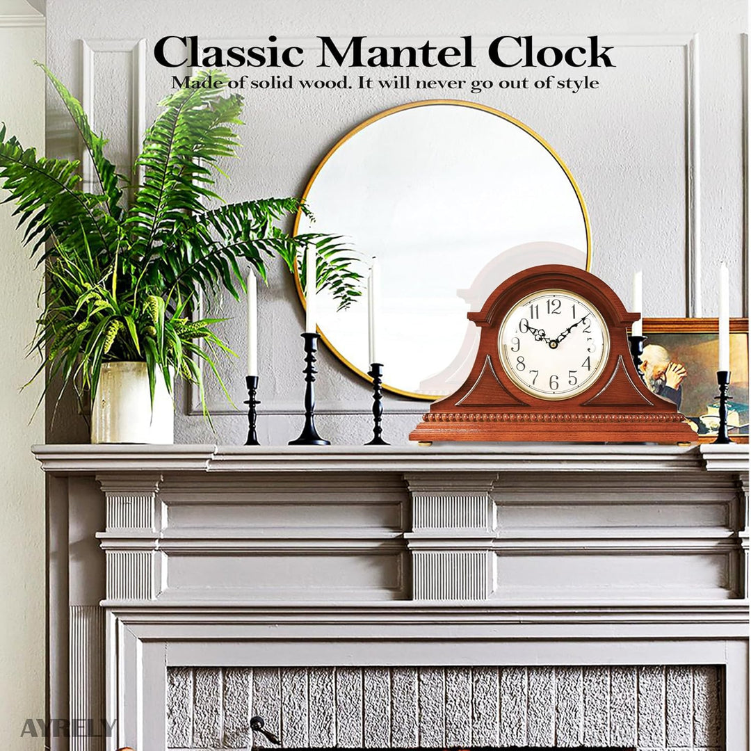 Elegante Kaminuhr im Antik-Stil – Standuhr aus Holz mit Viertelstunden- und Stundenschlag, batterieb